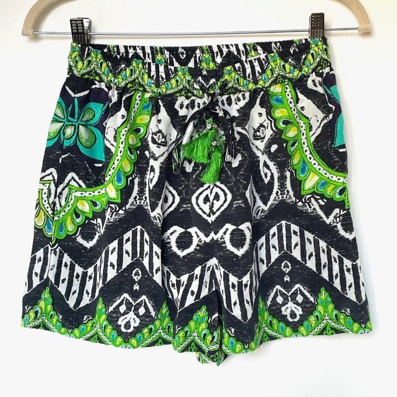 Rococo Sand Silk Beaded Mini Shorts Green Small - Picture 2 of 7